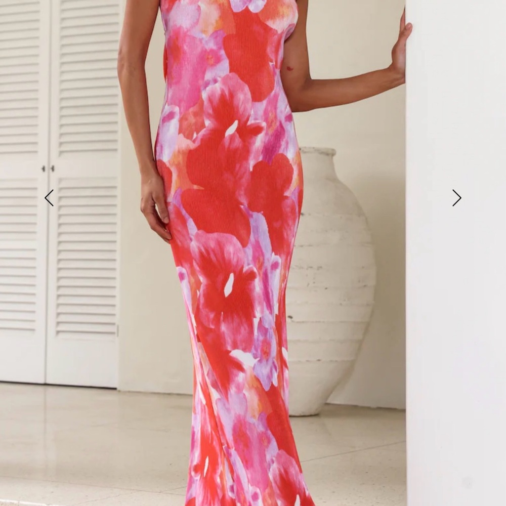 Hello Molly Vibrant Pink Floral KEEP MOVING FORWARD Maxi Dress size XS NEW